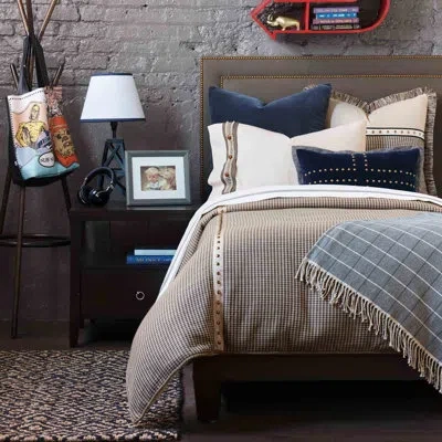 Eastern Accents Cody Tan Striped Cotton Blend 7 Piece Duvet Cover Set