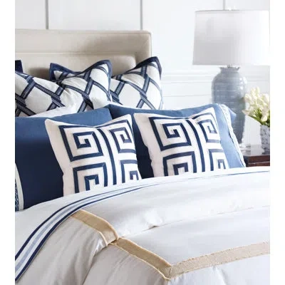 Eastern Accents Corbin 200 Thread Count Egyptian-quality Cotton Percale Sheet Set In Blue;white