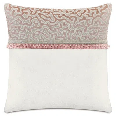 Eastern Accents Emmeline Abstract Faux Leather Throw Pillow In White;pink