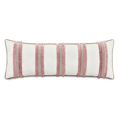 Eastern Accents Emmeline Fringed Faux Leather Throw Pillow In White;pink