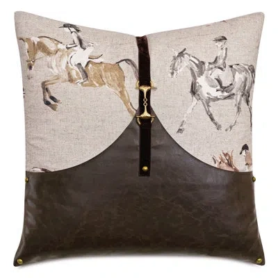 Eastern Accents Equestrian Animal Print Faux Leather Throw Pillow In Brown