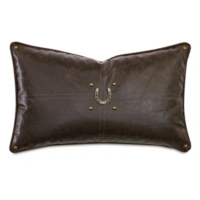 Eastern Accents Equestrian Faux Leather Throw Pillow In Brown