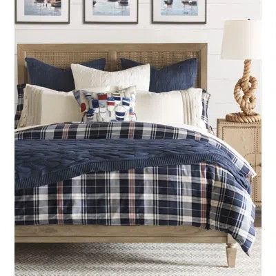 Eastern Accents Galiot 200 Thread Count Egyptian Certified Cotton Percale Sheet Set In Ivory;navy