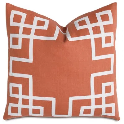Eastern Accents Gavin Barclay Butera Square Linen Pillow Cover & Insert In Breeze Tangerine