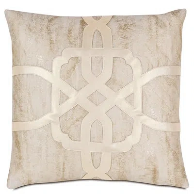Eastern Accents Halo Applique Faux Leather Throw Pillow Cover & Insert In Beige