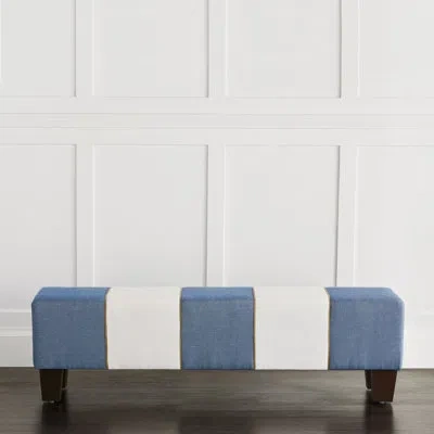 Eastern Accents Halprin Wood Bench In Blue;white