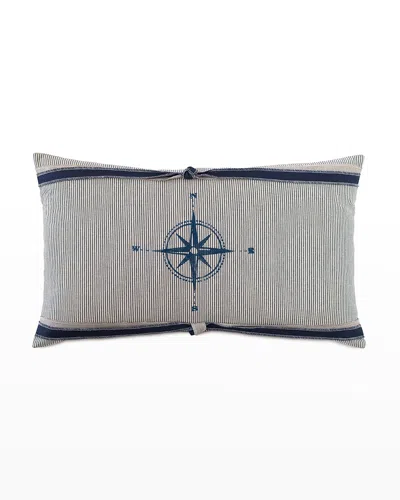 Eastern Accents Harbor Block-printed Lumbar Pillow In Blue