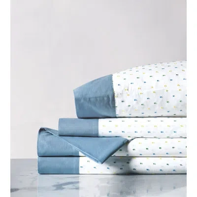 Eastern Accents Hullabaloo 200 Thread Count Polka Dots 100% Cotton Sheet Set In Blue;white