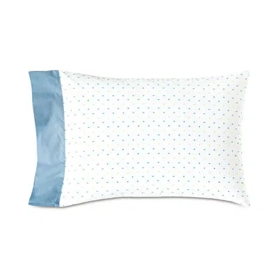 Eastern Accents Hullabaloo 200 Thread Polka Dots 100% Cotton Pillowcase In Blue;white