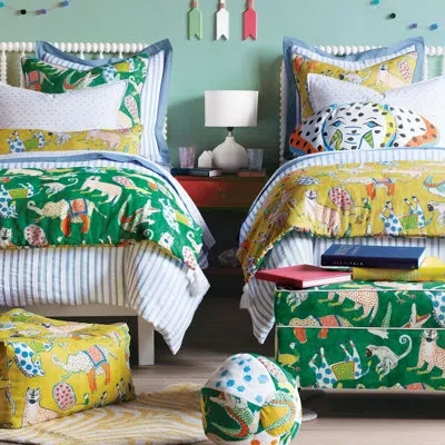 Eastern Accents Hullabaloo Green/yellow/white Global Inspired 3 Piece Duvet Cover Set In Green,yellow,white