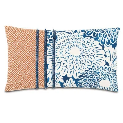 Eastern Accents Indira/ingalls With Mini Brush Fringe Tropics Lumbar Pillow Cover & Insert In Blue;orange