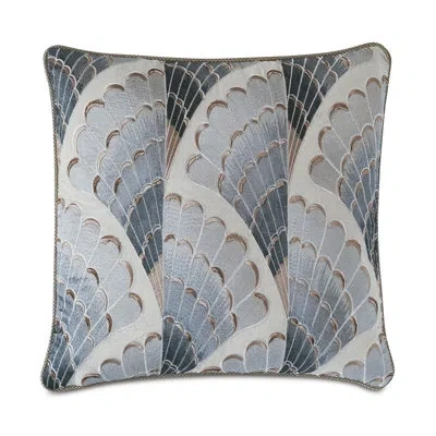 Eastern Accents Indochine Art Deco Square Viscose Pillow Cover & Insert In Blue;bronze