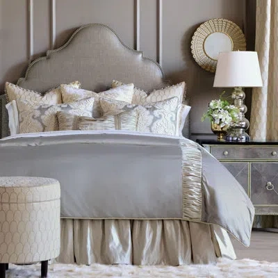 Eastern Accents Jolene Ruched Duvet Cover In Silver Gray,cream