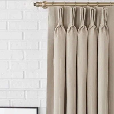 Eastern Accents Kelso 100% Cotton Striped Room Darkening Pinch Plate Single Curtain Panel In Taupe