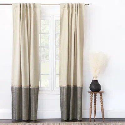 Eastern Accents Kimahri Linen Room Darkening Wavefold Single Curtain Panel In Charcoal;neutral