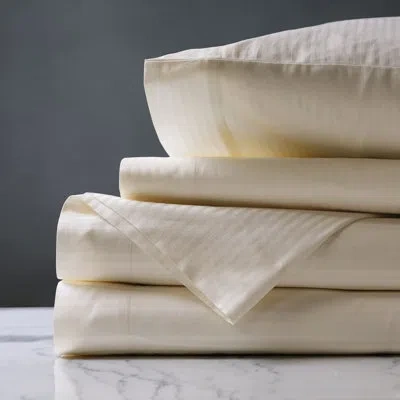 Eastern Accents Kipling Jacquard Italian Combed 300 Thread Count Egyptian Certified Cotton Percale Sheet Set In Ivory