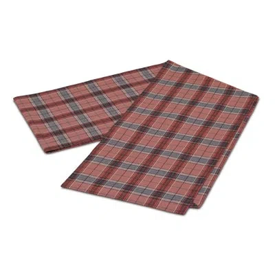 Eastern Accents Lennox Plaid 100% Cotton Table Runner In Red