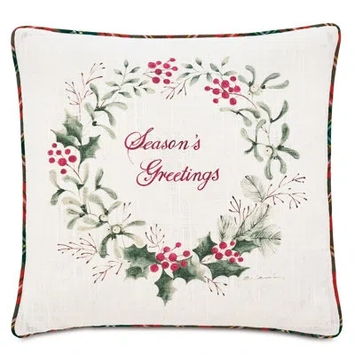 Eastern Accents Linen Blend Throw Square Pillow Cover And Insert In Green;red