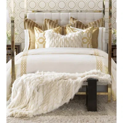 Eastern Accents Luxe By Barclay Butera Duvet Cover Set In White;gold