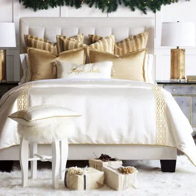 Eastern Accents Luxe Gold/white Duvet Cover In Gold,white