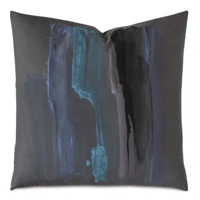 Eastern Accents Lyra By De Medici Handpainted Decorative Square 100% Cotton Pillow Cover & Insert In Blue;charcoal