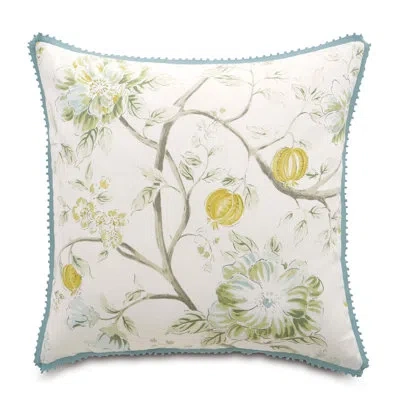 Eastern Accents Magnolia Mint With Gimp Square Cotton Pillow Cover & Insert In Green