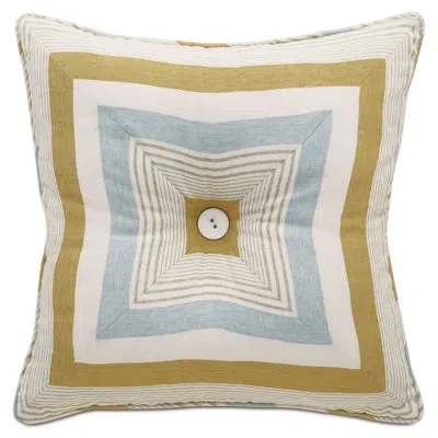 Eastern Accents Magnolia Truvy Pond Tufted Linen Geometric Throw Pillow & Insert In Blue;yellow