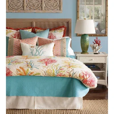 Eastern Accents Maldive Cotton Duvet Cover In Red,green,orange,yellow