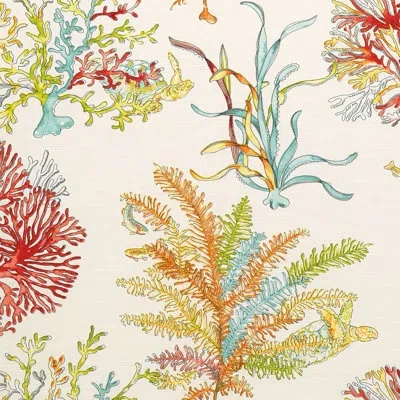 Eastern Accents Maldive Fabric In Coral,yellow,beige