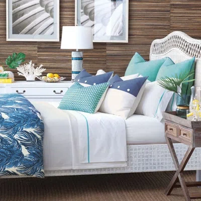 Eastern Accents Malia Blue Floral Cotton 3 Piece Duvet Cover Set In Blue,white