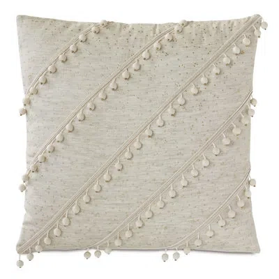 Eastern Accents Marceau Diagonal Ball Trim Square Linen Pillow Cover & Insert In Neutral