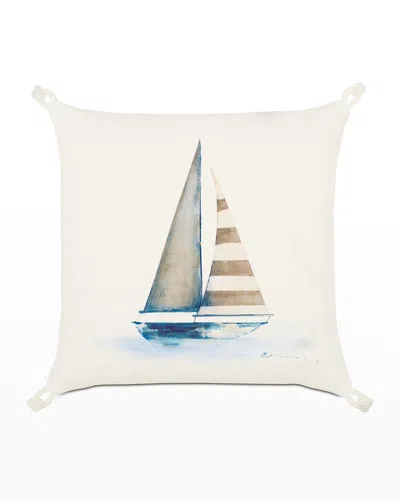 Eastern Accents Maritime Hand-painted Yacht Pillow In White
