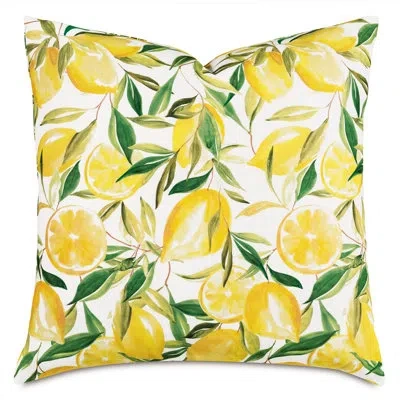 Eastern Accents Meyer By Celerie Kemble Lemons Square Pillow Cover & Insert In Green;yellow