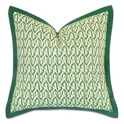 Eastern Accents Meyer By Celerie Kemble Mitered Flange Euro Linen Blend Zip Sham In Elba Emerald