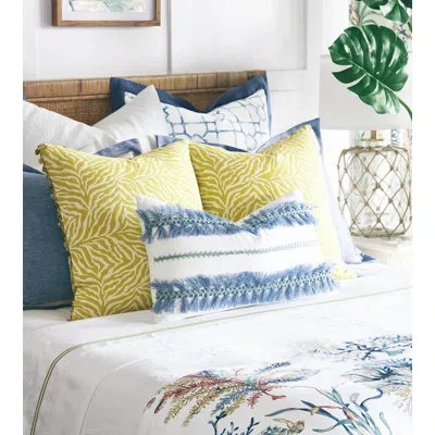 Eastern Accents Motu Reef Floral Cotton Coverlet / Bedspread Set In White,blue