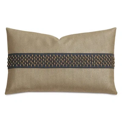 Eastern Accents Natalia Faux Leather Lumbar Rectangular Pillow Cover & Insert In Black;brown;gold