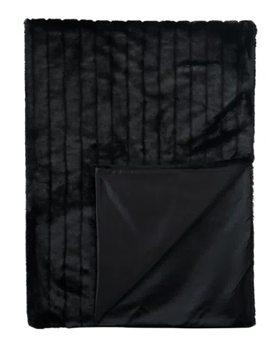 Eastern Accents Park Avenue Faux-fur Throw Blanket In Black