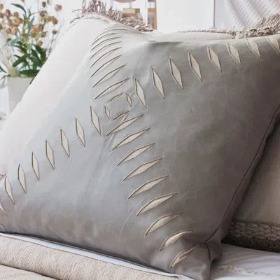 Eastern Accents Park City By Barclay Butera Faux Leather Decorative Pillow Cover & Insert In Gray