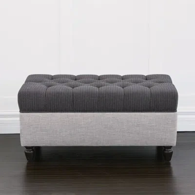 Eastern Accents Pattinson 37" Wide Tufted Rectangle Cocktail Ottoman With Storage In Merit Graphite