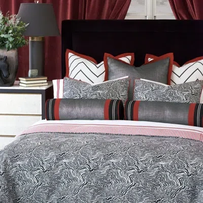 Eastern Accents Percival By Alexa Hampton Reversible Duvet Cover Set In Black,white