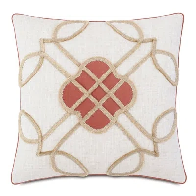 Eastern Accents Rena Mini Brush Fringe Throw Pillow Cover & Insert In White;red
