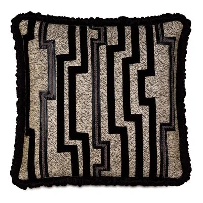 Eastern Accents Roxanne Graphic Decorative Pillow Cover & Insert In Black;metallic Gold