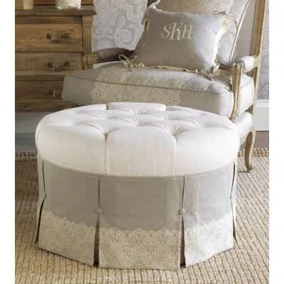 Eastern Accents Sabelle 31" Tufted Round Cocktail Ottoman In Beige