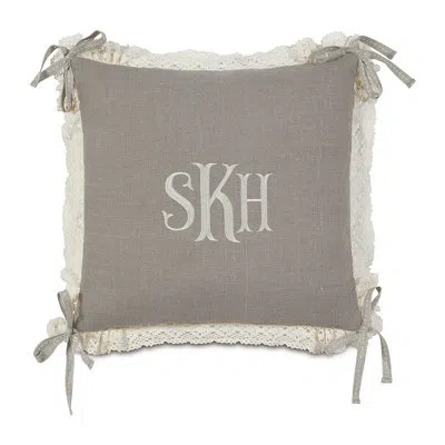 Eastern Accents Sabelle Breeze Monogram Linen Throw Pillow In Gray