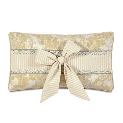 Eastern Accents Sabelle With Bow Throw Pillow Cover & Insert In Breeze Linen;heirloom Vanilla;ledger Whi
