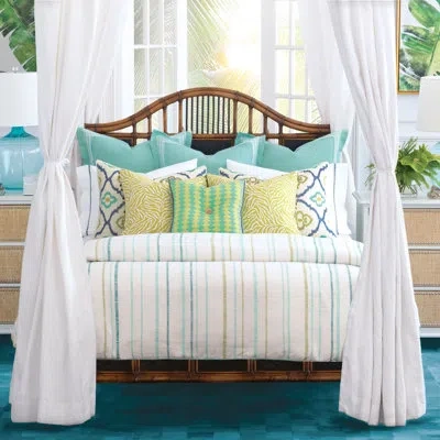 Eastern Accents Sanibel Blue Striped Linen Duvet Cover