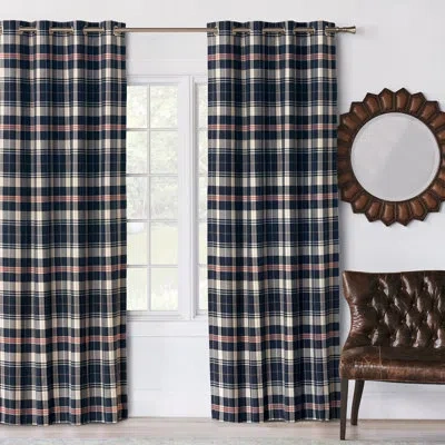 Eastern Accents Scout Navy 100% Cotton Plaid Room Darkening Grommet Single Curtain Panel