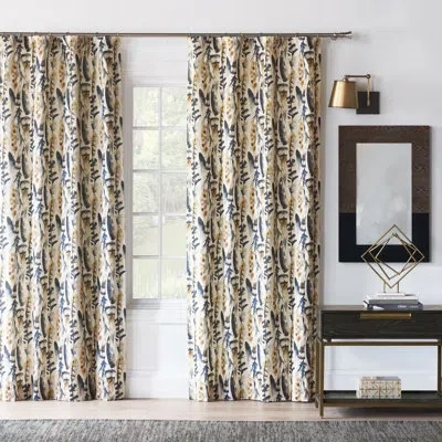 Eastern Accents Sprouse Watercolor 100% Cotton Abstract Room Darkening Rod Pocket Single Curtain Panel In Blue;yellow