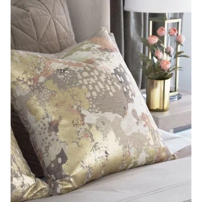 Eastern Accents Square Pillow Cover & Insert In Gray;beige;gold