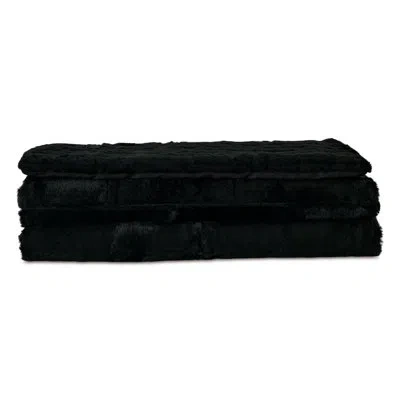 Eastern Accents Talena Solid Color Faux Fur Bed Runner In Lasalle Black;cadenza Black